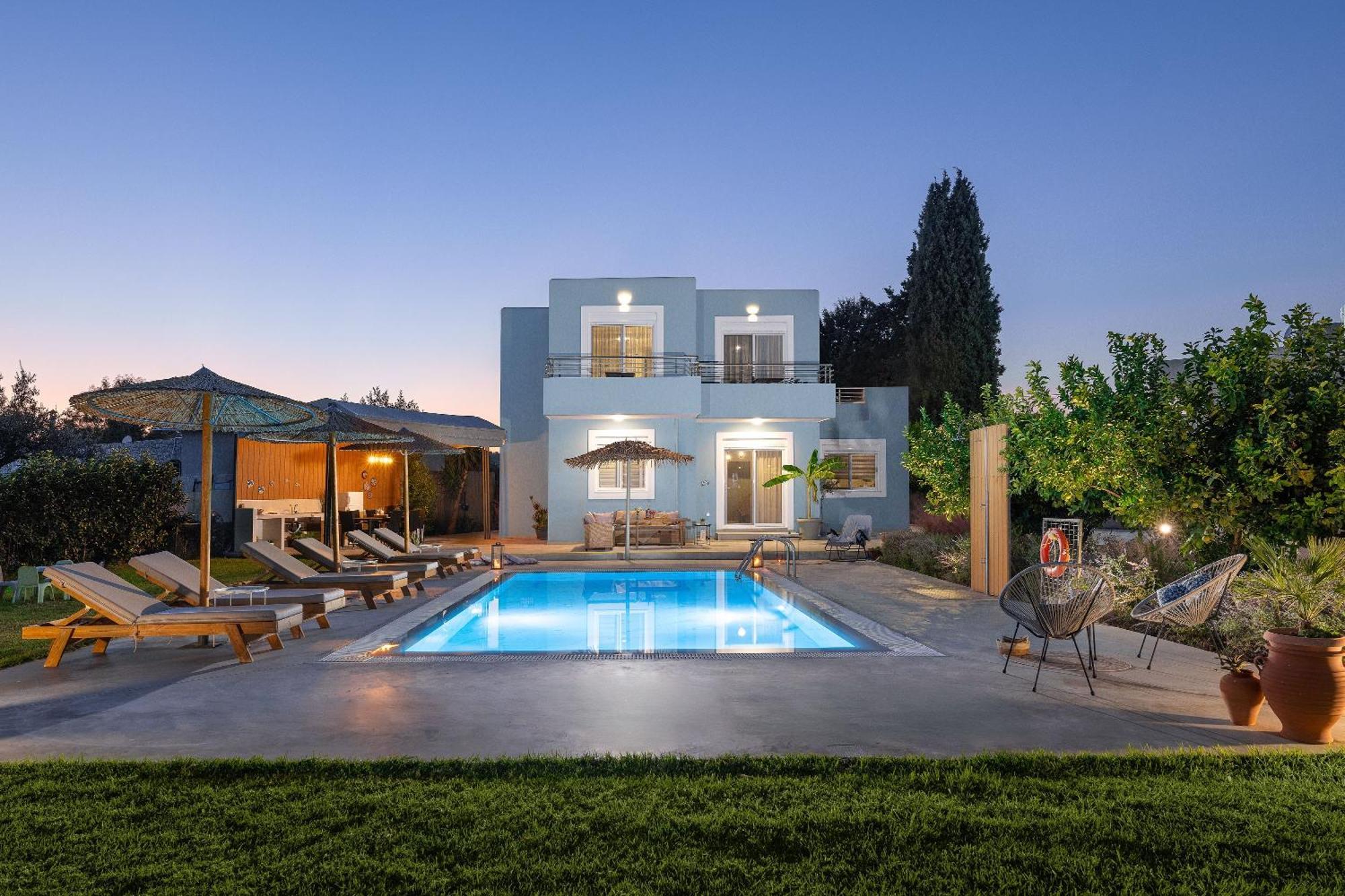 Ethria Pool Villa With Heated Jacuzzi Afantou Exteriér fotografie